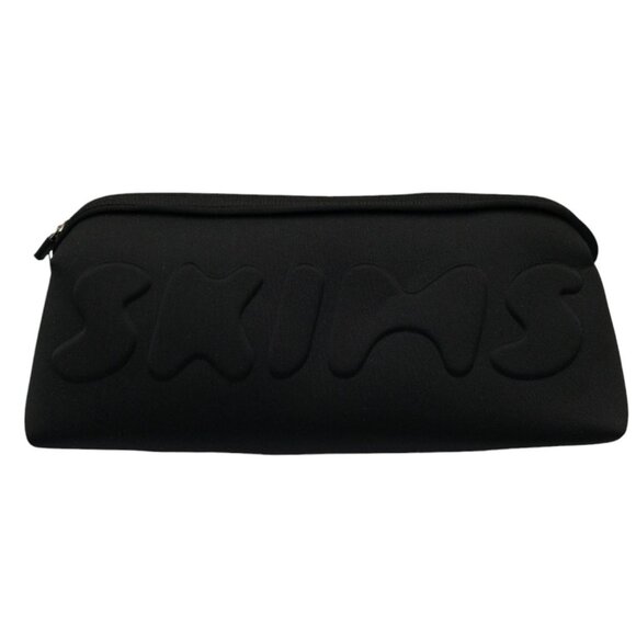 SKIMS Onyx Black Neoprene Medium Travel Cosmetic Pouch With Zipper Closure - Picture 1 of 13
